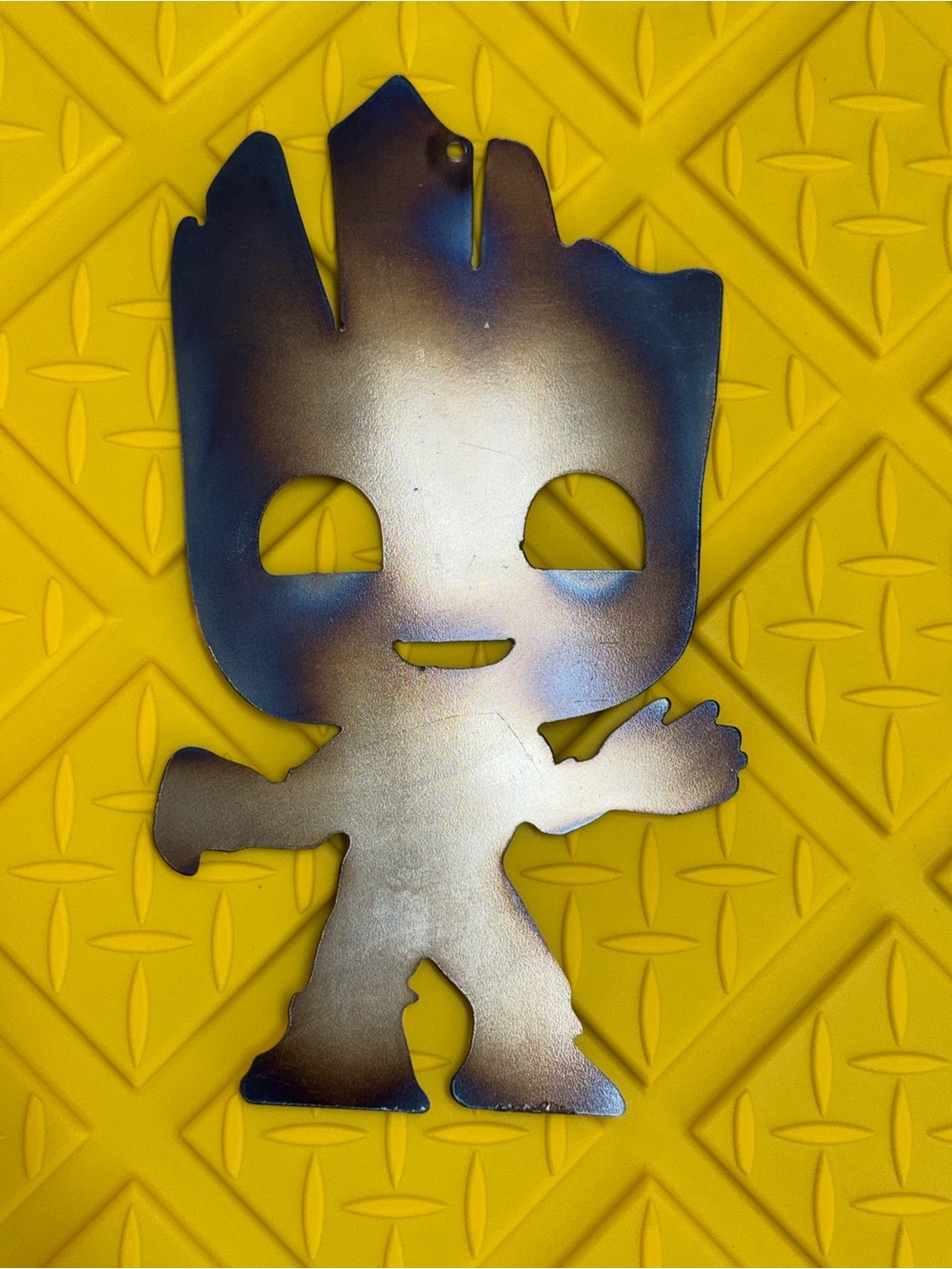 Iridescent Metal Groot metal Decoration 10” x 5”